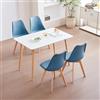JZGORC Set da pranzo Tavolo da Pranzo con 4 Sedie, Tavolo da Pranzo Rettangolare in Legno 110 * 70 * 75 cm, 4 Sedie da Pranzo Scandinave, Gambe in Metallo, Blu scuro