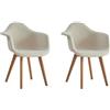 BenyLed Set di 2 Poltrone d'accento, tessuto decorativo del singolo divano del vello con le gambe di legno solido, sedia imbottita per l'ufficio della camera da letto della cucina della casa (Beige)