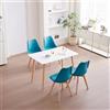 JZGORC Set da pranzo Tavolo da Pranzo con 4 Sedie, Tavolo da Pranzo Rettangolare in Legno 110 * 70 * 75 cm, 4 Sedie da Pranzo Scandinave, Gambe in Metallo, Verde menta