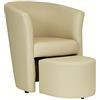 Totò Piccinni Poltrona Salotto Design a Pozzetto Imbottita (Ecopelle Beige, con Pouf Estraibile)