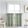 Melodieux Tende semi velate, lunghezza 91 cm, per cucina, bar, camera da letto, piccole finestre, effetto lino, con tasca per asta, tende corte in voile, 2 pannelli, colore: verde salvia