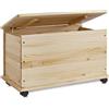 Zeller 13182 Baule per Giocattoli con Ruote, Legno, Beige, 73x39.5x45 cm