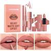 HOPHAT Set di 3 rossetti liquidi opachi e matita per labbra - Kit labbra tutto in uno, lucidalabbra nude vellutato, rossetto e matita per labbra, set per trucco labbra impermeabile (# 02)