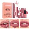 HOPHAT Set di 3 rossetti liquidi opachi e matita per labbra - Kit labbra tutto in uno, lucidalabbra nude vellutato, rossetto e matita per labbra, set per trucco labbra impermeabile (# 04)
