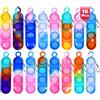 Ainiv 16PC Mini Pop Push It Fidget Toy Portachiavi,Colorato Silicone Spremere Pop Bubble Giocattoli Sensoriali Bulk,Poppet Bubble Giocattoli Antistress per Autismo Sollievo dallo Stress,Bambini Adulti