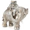 Irayin Elefante Portafortuna, Decorazioni di Elefanti, Regalo Mamma, Mamma Elefante che Trasporta due Cuccioli, Soprammobili Moderni Salotto, Statuette Decorative Casa - Argento