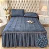 Highdi Gonna da Letto Gonna per Letto Singolo/Matrimoniale/Una Piazza e Mezza Trapuntato Velluto Copriletto con volant Elasticizzata Antiscivolo Gonna Letto Coprimaterasso (90x200cm,Blu navy)