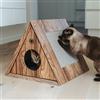 CanadianCat Tiragraffi triangolare a forma di casetta con nicchia CanadianCat - Legno naturale - Tiragraffi gatto - 1° ORDINE? scegli lo sconto BZR5 / BZR20 + 200 punti fedeltà