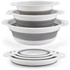 Surwin Scolapasta Pieghevole Salvaspazio, 3 Pezzi Scolapasta Silicone Verdura Cesto Plastica Silicone Pieghevole, per Drenare Pasta, Verdura, Frutta (Bianco)