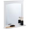 Relaxdays Specchio da Parete da Bagno, con Mensola, Specchiera Rettangolare con Ripiano, HLP: 60 x 55 x 11 cm, Bianco, Fibra di Legno