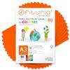 OFITURIA Fogli colorati, Confezione da 50 Fogli A3 80 g - Carta colorata per hobby creativi, stampante, scrapbooking - Fogli colorati (Arancione Fluo, 50 fogli)