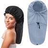 Abeillo 2 cuffie da doccia grandi per trecce, extra lunghe, per donne e capelli lunghi, impermeabili, per dreadlock, cuffie da bagno con coulisse, per donne e uomini (nero, grigio)