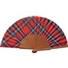 Tusitala Barcelona Ventaglio spagnolo Tartán Rojo - Legno e cotone - 23 cm - Custodia in yute natural - Accessorio moda - Fatto a mano in Spagna - Eventi e regali - La nostra collezione classica - Tusitala Barcelona