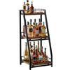 Nuovoware Mobile per Liquori 3 Livelli Mini Bar, Scaffale Vino Terra Whisky, Scaffale Angolare Bottiglie Liquore Recinzione Cassetto Scorrimento per Casa, Cucina, il soggiorno Sala da Pranzo, Nero