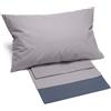 Caleffi 63579 Cotone Bikolor Copriletto Lenzuola per Singolo Letto, Grigio