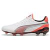 PUMA Scarpe da calcio KING ULTIMATE FG/AG unisex, Scarpe, Bianco/Silver/Glowing Rosso, 44