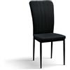 Konte.Design Set di 6 sedie AMSTERDAM in tessuto nero e gambe in metallo nero
