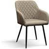 Set di sedie LISBONA in tessuto beige e gambe in metallo nero, con braccioli