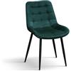 Set di 4 sedie BARCELLONA rivestite in velluto verde scuro e gambe in metallo nero