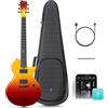 Enya Guitarra Eléctrica Nova Go Sonic Guitarra eléctrica inteligente de fibra de carbono con altavoz inalámbrico de 10 W, preajustes integrados, cable de carga, llave de ajuste, color rojo volcán