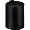 Relaxdays Pattumiera Bagno a Pedale 5 L, Cestino Secchio Interno Rimovibile e Coperchio Ammortizzato, Ferro Opaco, Nero