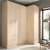 Dmora - Guardaroba Sillara, Mobile angolare per camera da letto, Armadio appendiabiti ad angolo a 4 ante battenti, 174x91h184 cm, Rovere