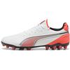 PUMA Scarpe da calcio KING ULTIMATE MG unisex, Scarpe, Bianco/Silver/Glowing Rosso, 44