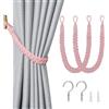 Pretty Jolly Confezione da 2 fermatende in corda di cotone naturale stile boho elegante decorativi lacci per tende in corda morbida tessuta a mano fermatende con gancio in metallo per tendaggi di casa