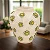 Ceramiche di Caltagirone Sofia Vaso Boccia in Ceramica di Caltagirone h 27 cm - Madreperla Colorato con Fiori - 27 cm / Madreperla Antichizzato