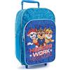 PERLETTI Zaino Paw Patrol Bimbo con Trolley Rimovibile per Asilo - Zainetto con Rotelle Bambino Scuola Materna con Chase Marshall Rubble - Trolley per Bambini con Tasca Frontale Blu - 36x24x12 cm