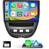 podofo Autoradio Carplay senza fili per Citroen C1/Toyota Aygo/Peugeot 107, Podofo 10.1-Inch Touch Screen Android con Android Auto senza fili, Bluetooth/GPS/WiFi/FM/RDS/HiFi/USB/Controllo al volante