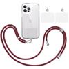 TBOC Pack: Cordino Catenella Laccio Strap Porta Cover [Bordeaux] + 2 toppe di fissaggio aggiuntive Telefono Cellulare Collo - Tracolla Catenina cordini Phone Cellulari Telefoni Universale Laccetti