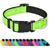 LZGOPE Collare riflettente per cani, regolabile, in morbido neoprene imbottito, in nylon, con fibbia, per cani di taglia media, verde fluorescente, XL