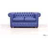 VAMA Divani Divano Chesterfield 2 posti in pelle blu zaffiro opaco