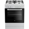 BEKO Cucina 60 x 60 cm, 4 Fuochi a Gas + Forno Elettrico, Classe Energetica A, Bianco - FSE62110DW