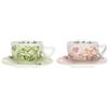 THUN - Set 2 tazze cappuccino - porcelllana - Collezione Cuori in Fiore - 13 x 6 cm