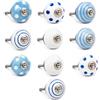 Nacnic Set di 10 pomelli in ceramica nei colori bianco e blu, dipinti a mano con diversi disegni. Maniglie artigianali per armadi, cassetti, cassettiere e appendiabiti. Pomelli classici da 40 mm di diametro