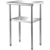 VEVOR Tavolo da Lavoro in Acciaio Inox 61x46x91 cm, Tavolo di Preparazione 2 Ripiani Portata max. 272,4 kg, Tavolo da Cucina Commerciale Altezza Ripiani Regolabile per Ristorante Bar Garage Esterno