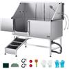 VEVOR Stazione di Lavaggio per Cani in Acciaio Inox, Vasca per Toelettatura per Animali Domestici di Grandi, Medie e Piccole Dimensioni 157,48 cm con Rampa, Pannello Filtro per Acqua, Porta Sinistra