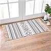 INKAROBOX Tappeti in cotone con nappa, tappeto passatoia per cucina, soggiorno, camera da letto, lavanderia, ingresso (60 x 90 cm, a rombi bianchi)