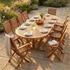 MIlani Home GENIUS - set tavolo in acacia massiccio cm 200/250/300 x 110 x 74 h con 8 sedie e 2 poltrone Mulier