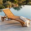 MIlani Home SILIS - lettino prendisole in legno massiccio di acacia con ruote