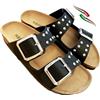 BIOMODEX CIABATTE ciabatte Donna Borchie in EcoPelle doppia fibbia NRQ ciabatta aperta borchiata made in italy (all black, Sistema Taglie Calzature EU, Adulto, Donna, Numero, Media, 39)