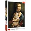 Trefl 1000 Elementi, personalizzati, immagini, ritratti, te, intrattenimento creativo, regali, divertenti, classici Puzzle, Colore Dama con il Gatto, Mona Lisa mit Katze, 10663