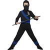 SMIFFYS Costume Assassino Ninja, Nero e blu, con cappuccio, maschera, top e pantaloni