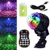 GCBTECH mini Luci Discoteca Con Batteria Ricaricabile LED Colorate Palla 15 colori Effetti Luce Musica Attivata Strobo Luce da Palco con Telecomando per DJ, Bar, Club, Festa, Car, Regalo