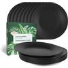 greenandlife 8 piatti piani da 25,4 cm, in plastica riutilizzabili, lavabili in lavastoviglie e adatti al microonde, leggeri e infrangibili, senza BPA e sani, 25,5 cm, neri