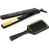 Corioliss C-Style | Piastra per Capelli | Piastre in Titanio | Controllo Temperatura 165º-220º | Ioni | Onde e Liscio | Con Spazzola Paddle | Riscaldamento Rapido | Cavo Girevole | Leopard Gold