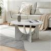 [en.casa] Tavolino Centrale da Caffè Tavolo Basso da Salotto con Piano Rotondo Ø80 x A42 cm per Soggiorno Sala - Effetto Marmo Bianco