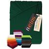 Npluseins - Lenzuolo sotto in jersey 100% cotone, verde scuro, 90-100 x 200 cm